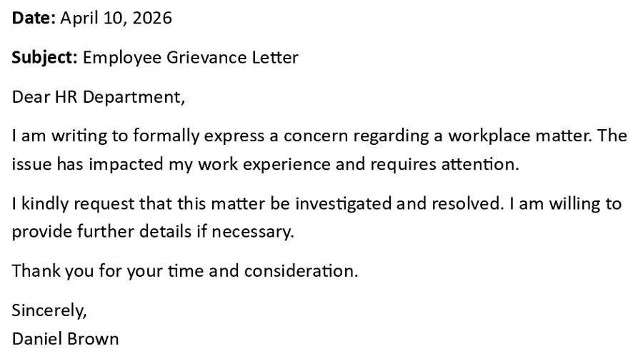 Employee Grievance Letter