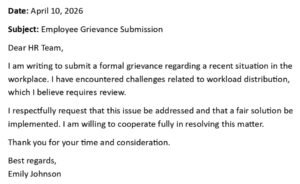 Employee Grievance Letter (USA HR Format + 5 Samples)