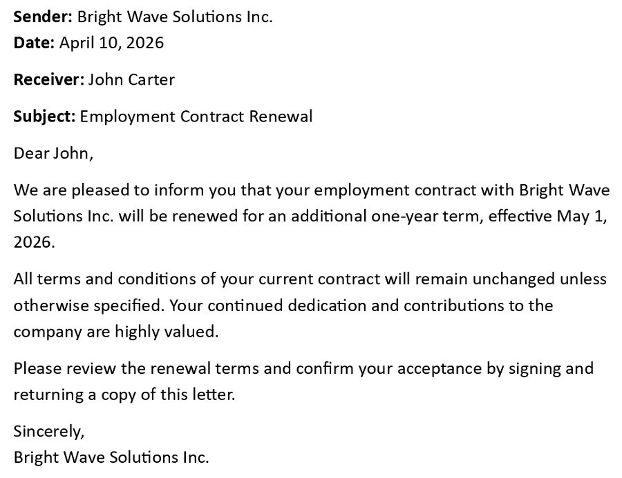 Employment Contract Renewal