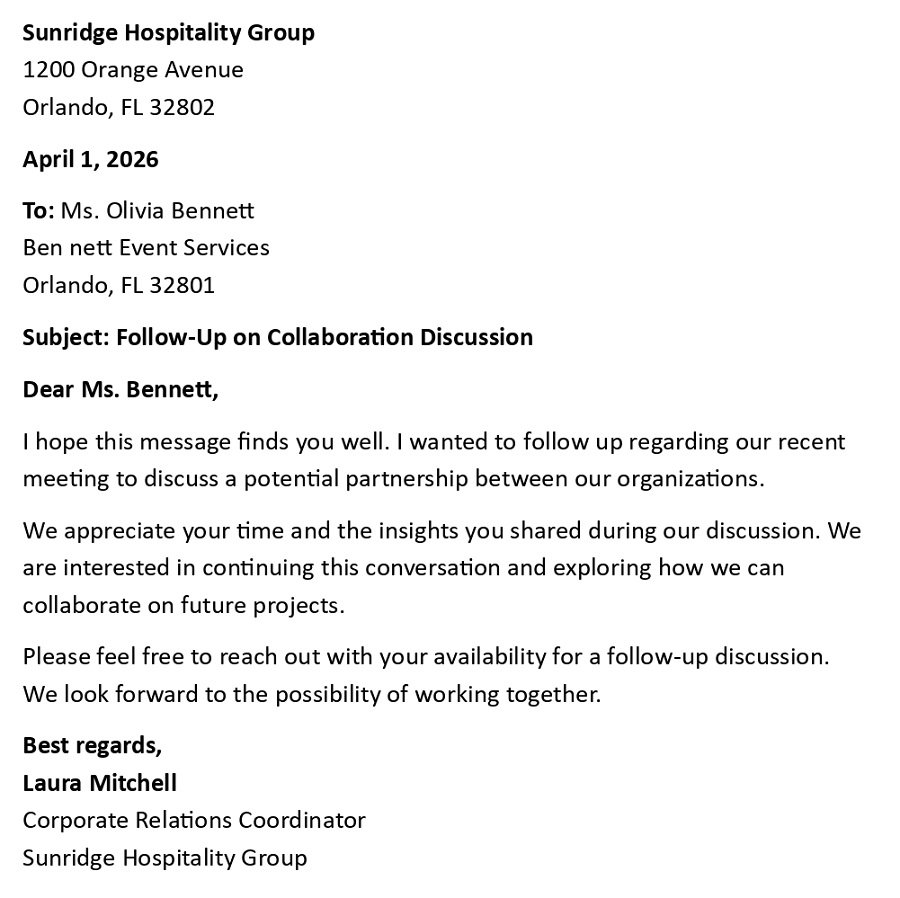 Follow-Up on Collaboration Discussion