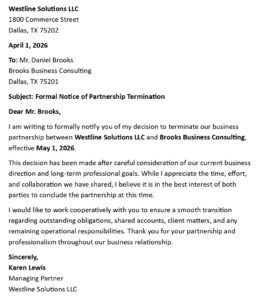 Partnership Termination Letter (USA Business + 5 Templates)