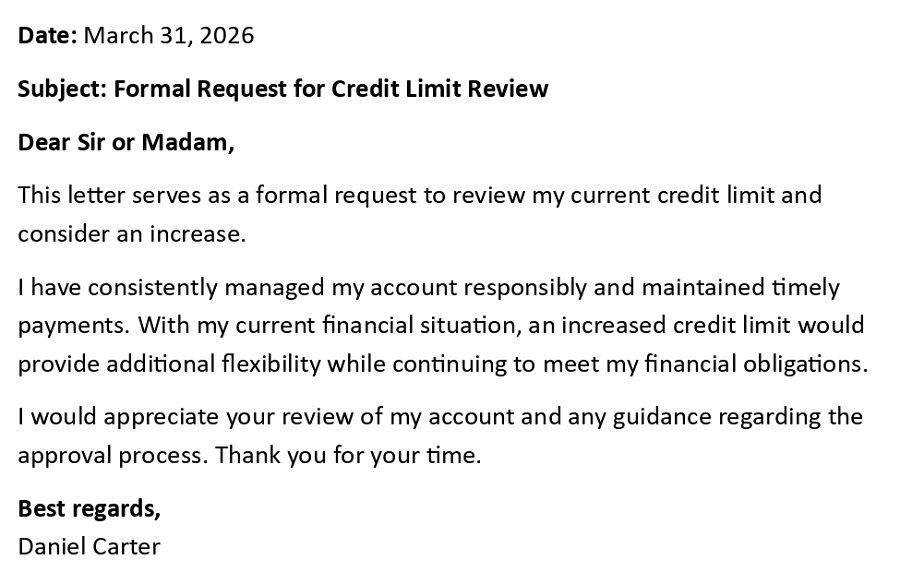 Formal Request for Credit Limit Review