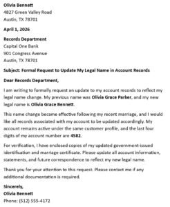 Name Change Request Letter (USA Legal Format + 5 Samples)