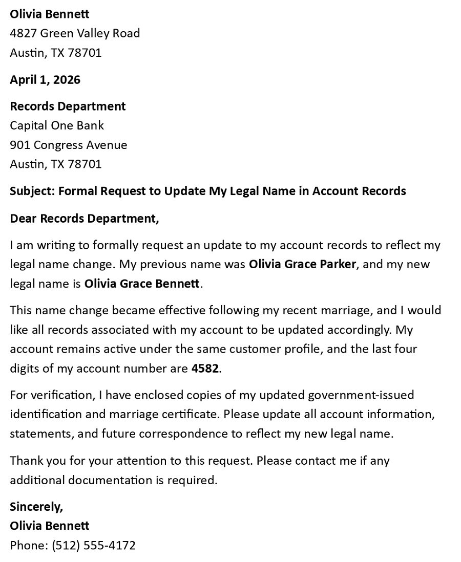 Formal Request to Update My Legal Name in Account Records