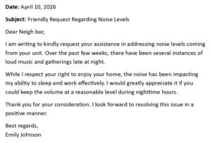 Friendly Request Regarding Noise Levels