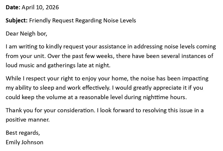 Friendly Request Regarding Noise Levels