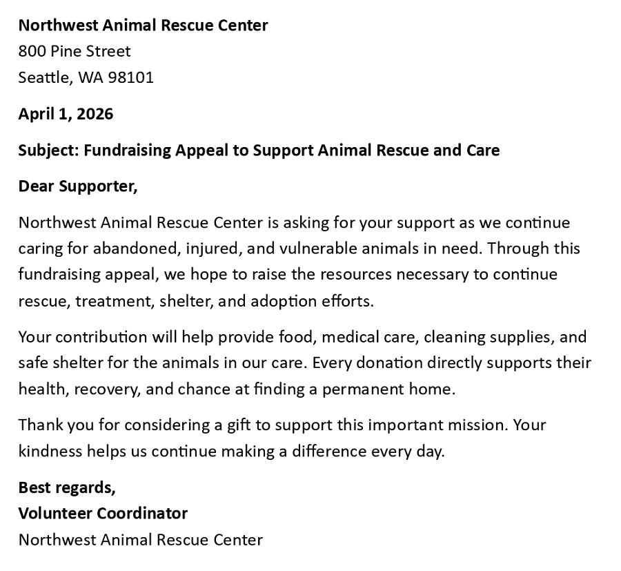 Fundraising Appeal to Support Animal Rescue and Care