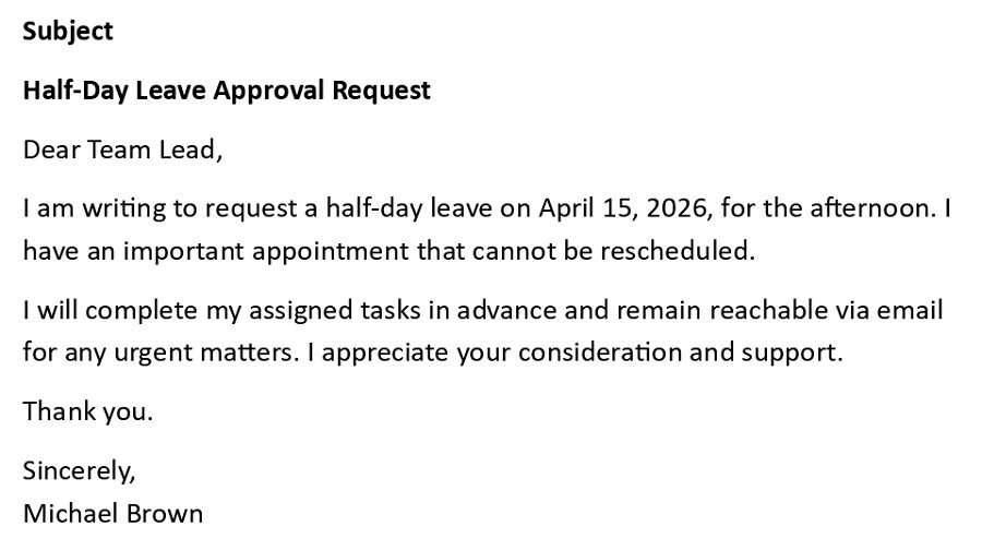 Half-Day Leave Approval Request