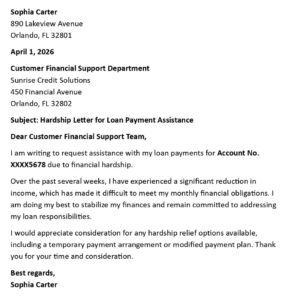 Loan Hardship Letter (USA Format + 5 Examples)