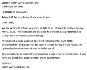 IT Security Policy Update Email (USA Format + 5 Samples)