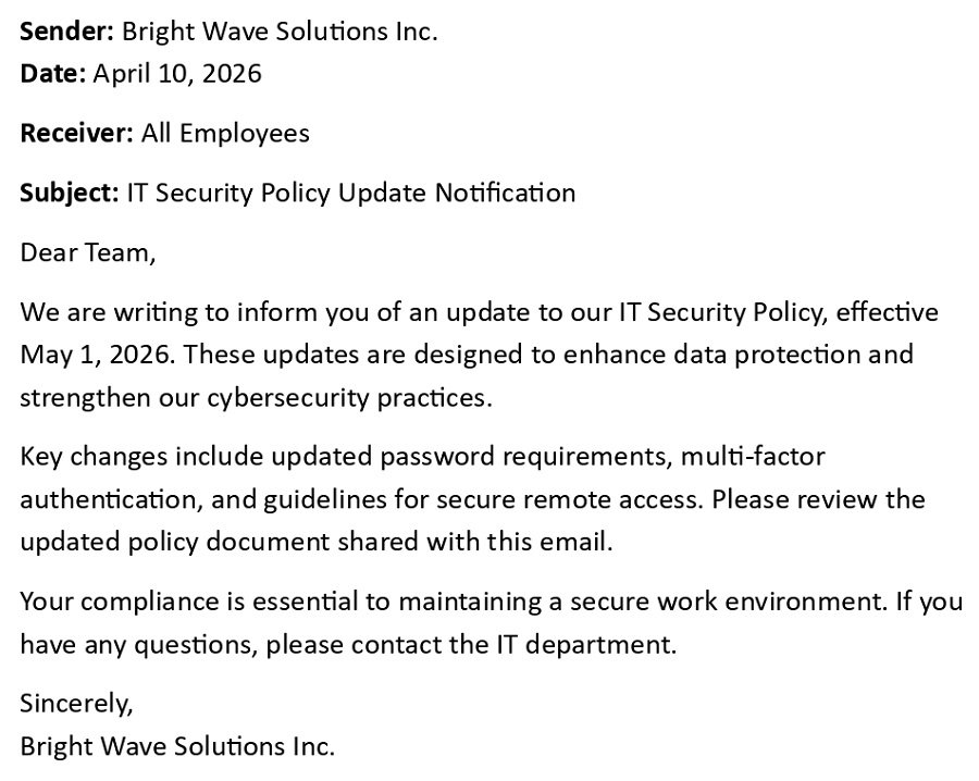 IT Security Policy Update Notification