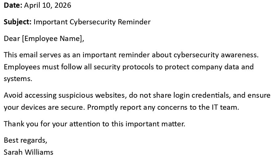 Important Cybersecurity Reminder