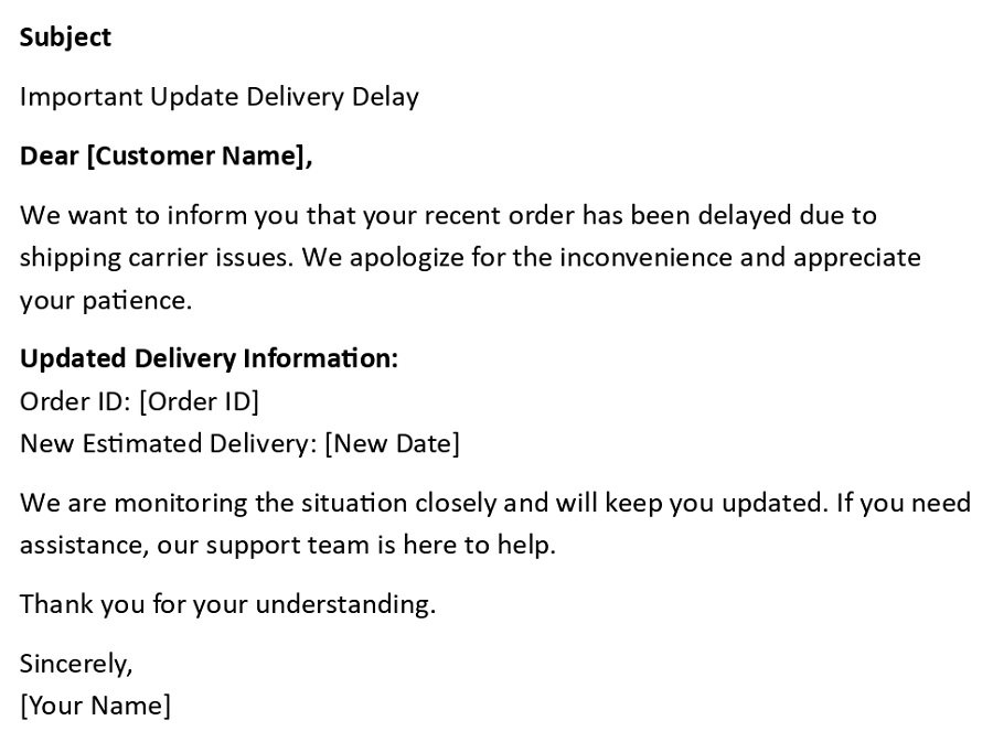 Important Update Delivery Delay