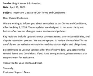 Terms and Conditions Update Email (USA Format + 5 Templates)