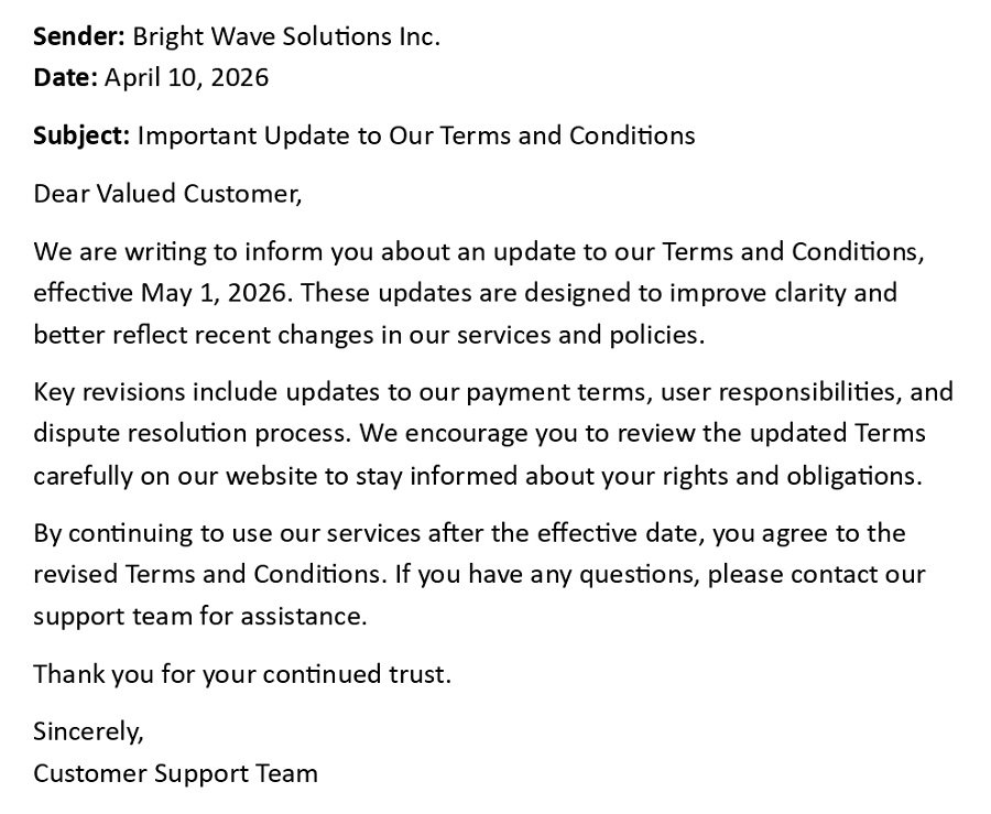 Important Update to Our Terms and Conditions