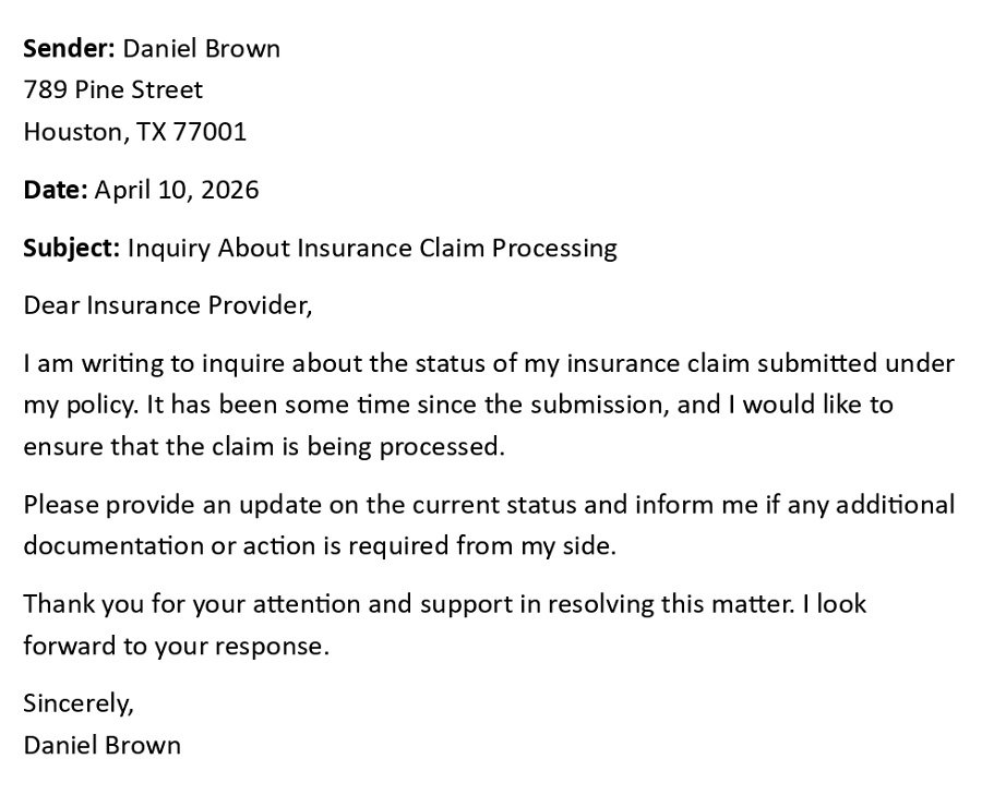 Inquiry About Insurance Claim Processing