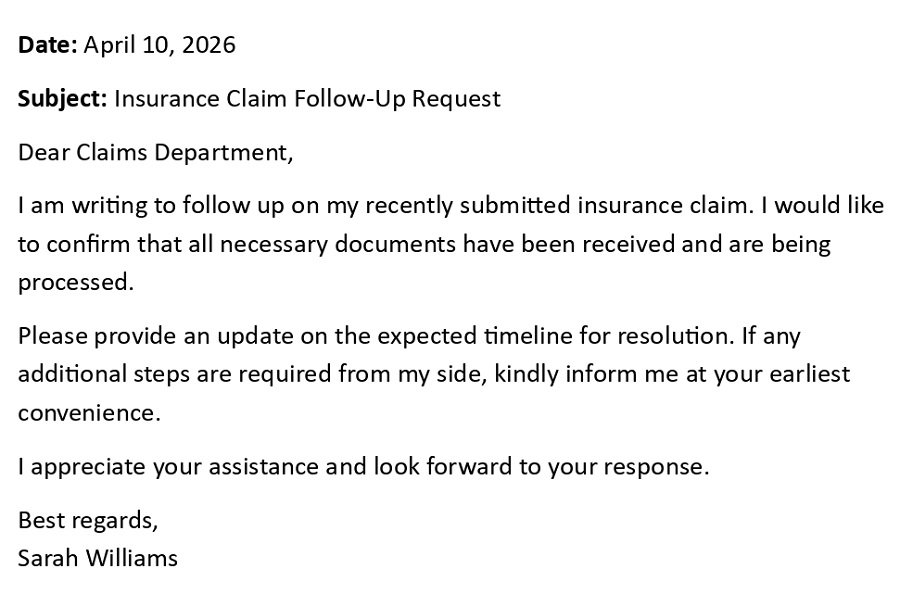Insurance Claim Follow-Up Request