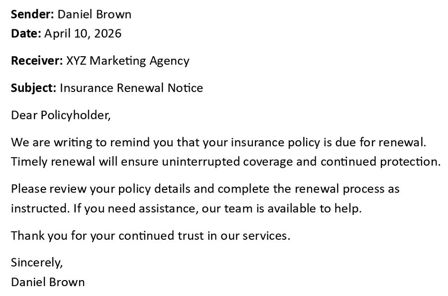Insurance Renewal Notice