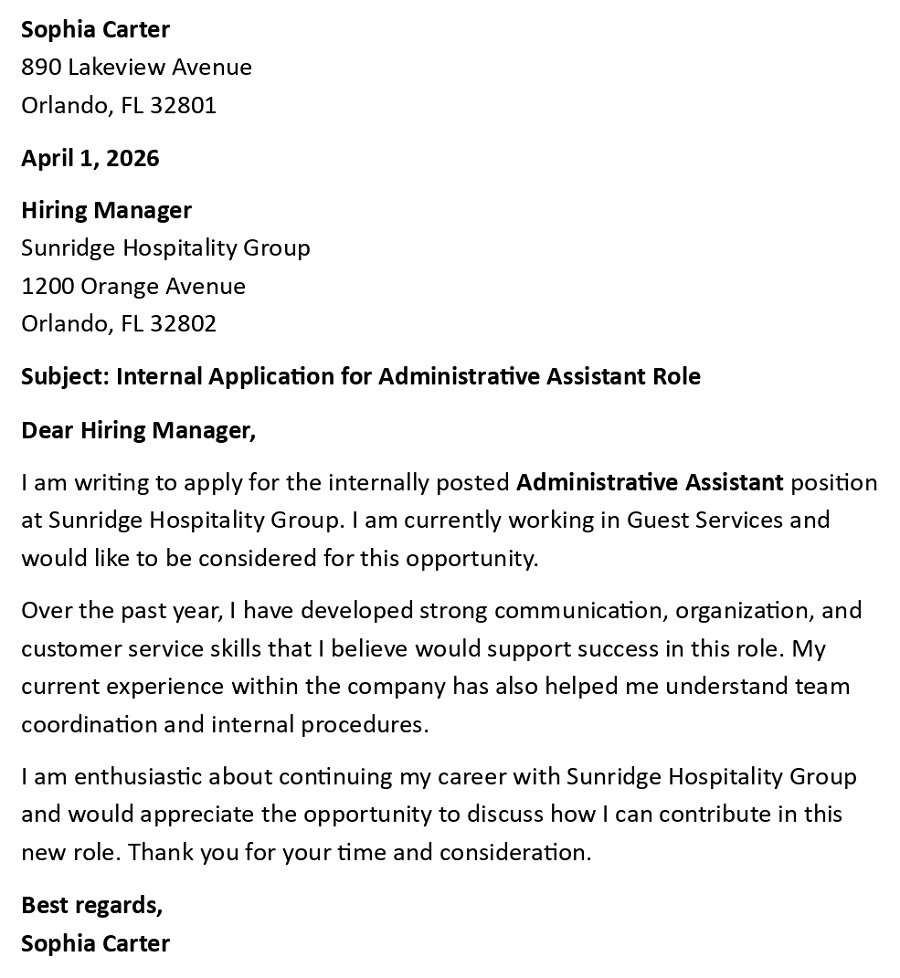 Internal Application for Administrative Assistant Role