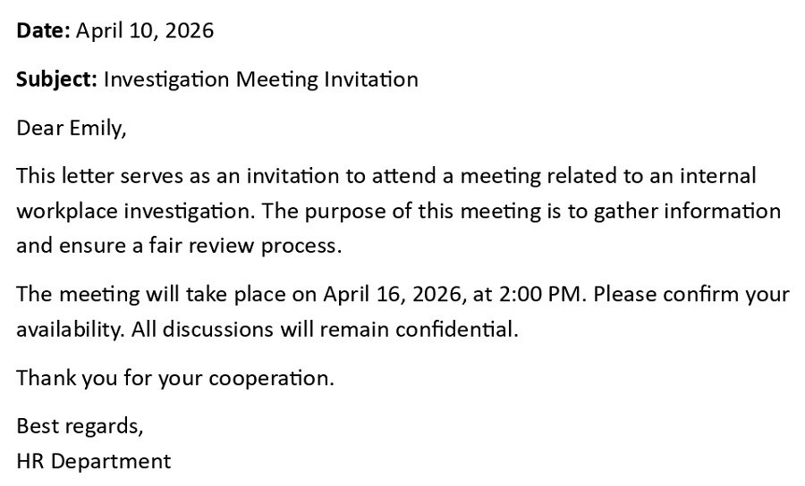Investigation Meeting Invitation