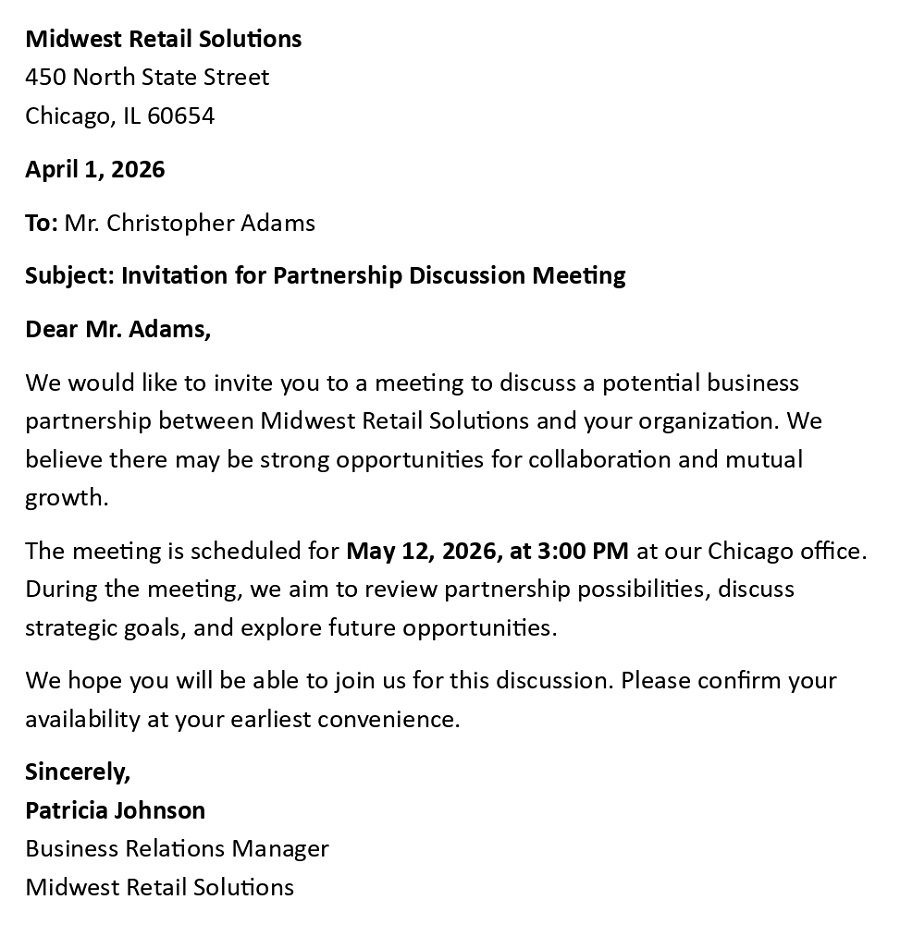 Invitation for Partnership Discussion Meeting