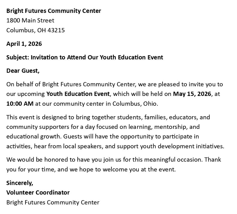 Invitation to Attend Our Youth Education Event