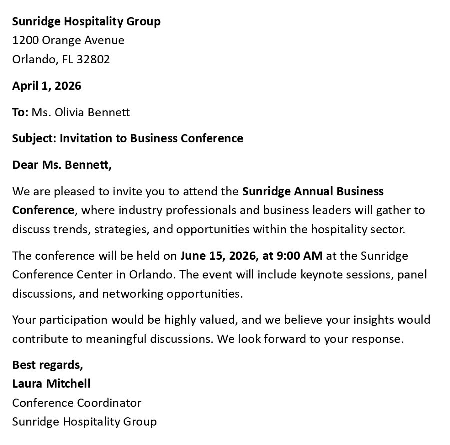 Invitation to Business Conference