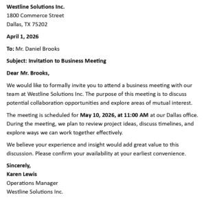 Business Invitation Letter (USA Format + 5 Samples)