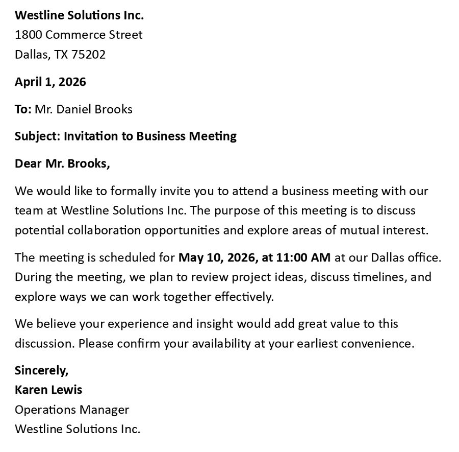 Invitation to Business Meeting