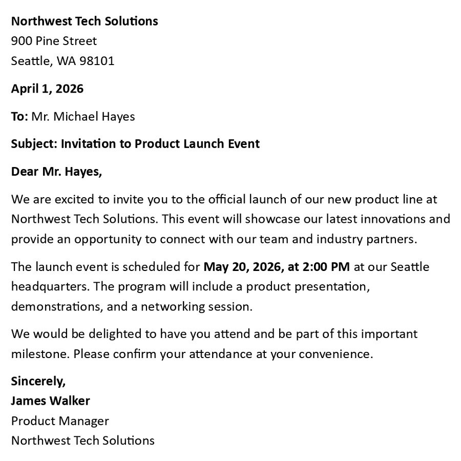Invitation to Product Launch Event