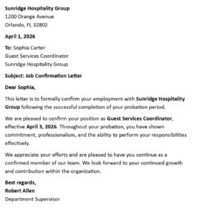 Job Confirmation Letter (USA HR Format + 5 Templates)