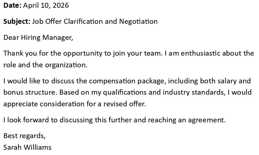 Job Offer Clarification and Negotiation