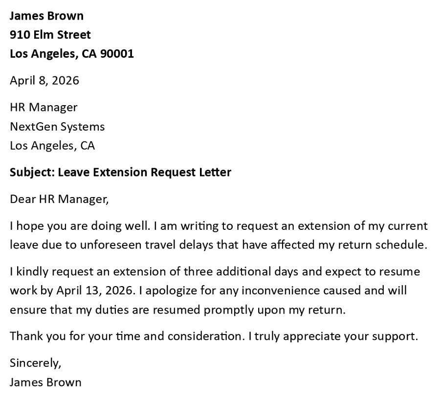 Leave Extension Request Letter