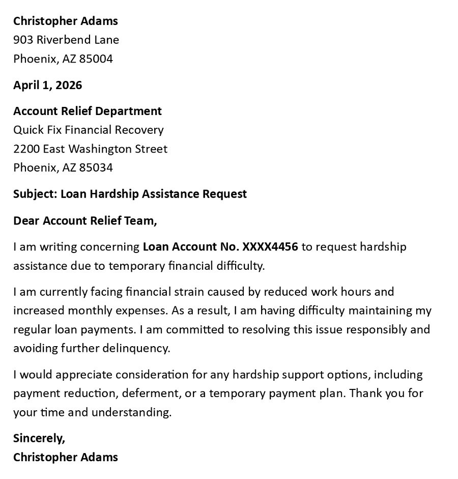 Loan Hardship Assistance Request