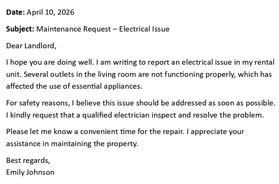 Maintenance Request – Electrical Issue