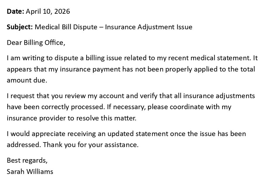 Medical Bill Dispute – Insurance Adjustment Issue