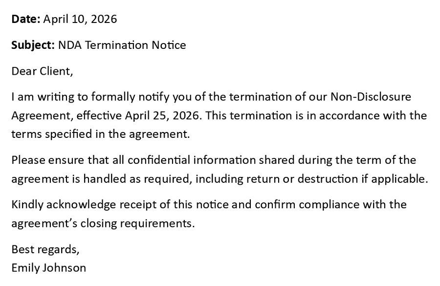 NDA Termination Notice
