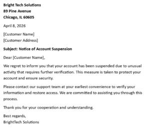 Notice of Account Suspension
