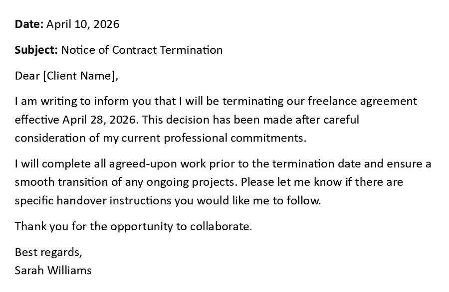 Notice of Contract Termination