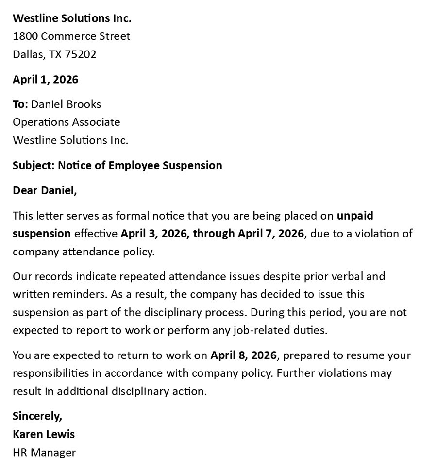 Notice of Employee Suspension