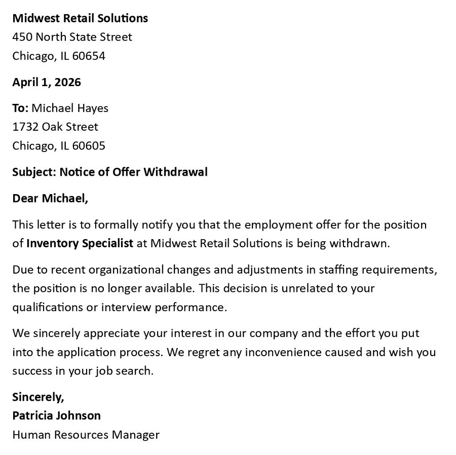 Notice of Offer Withdrawal