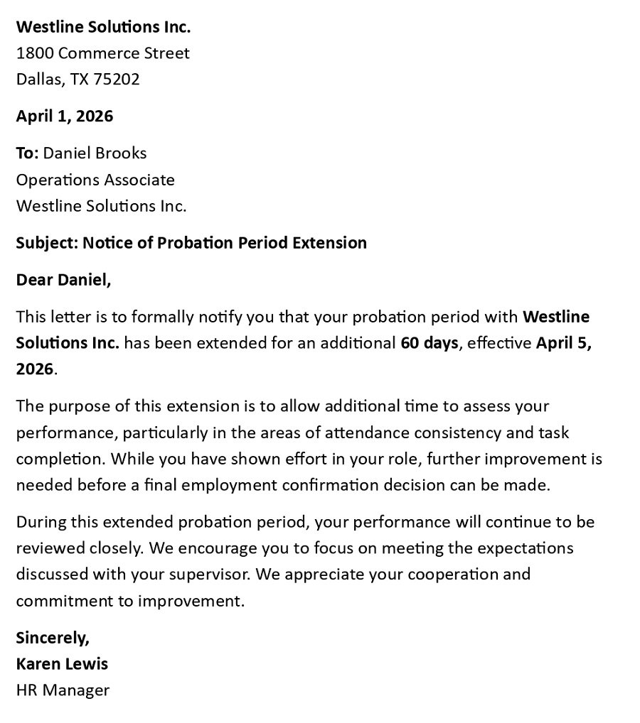 Notice of Probation Period Extension