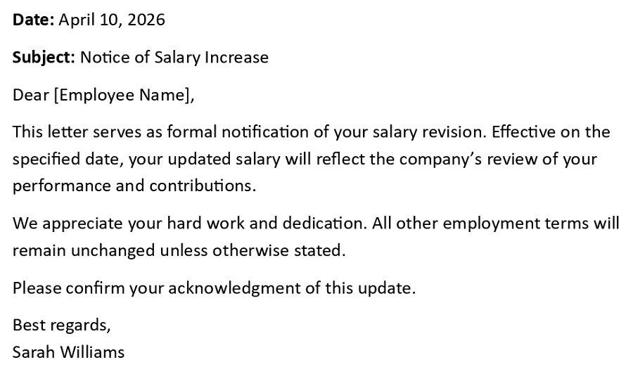 Notice of Salary Increase
