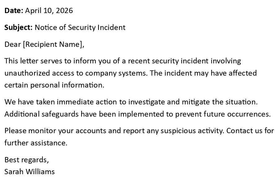 Notice of Security Incident