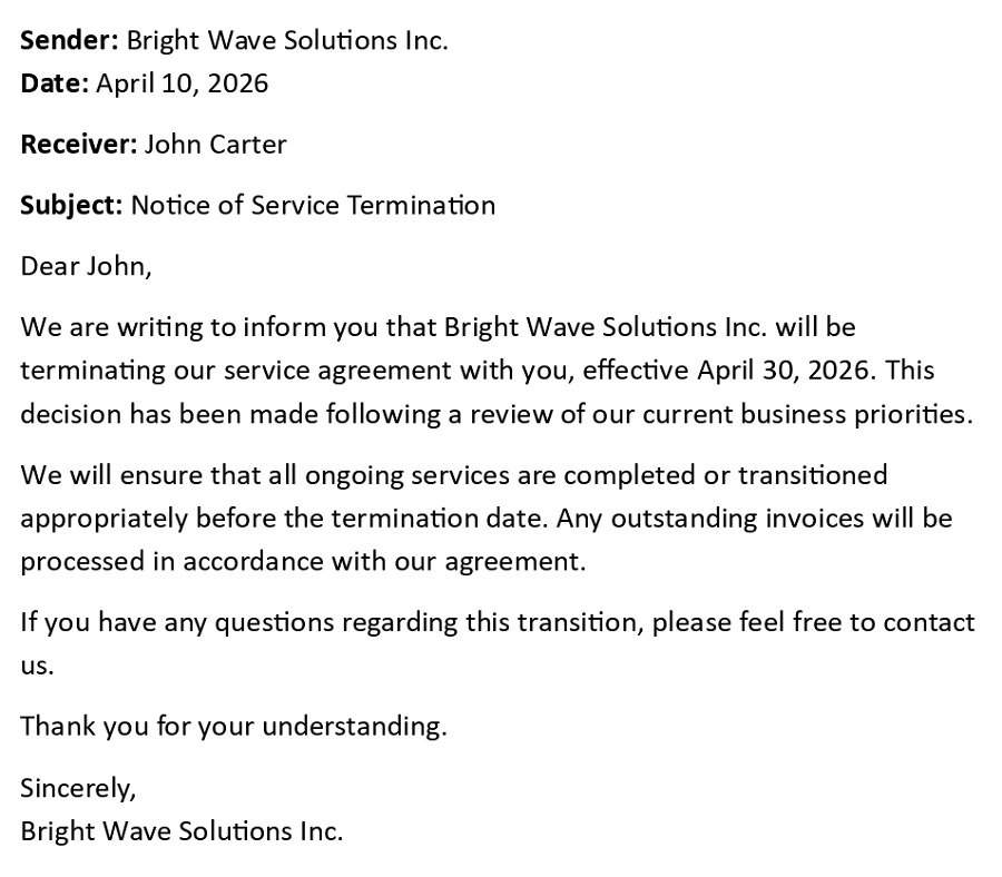 Notice of Service Termination