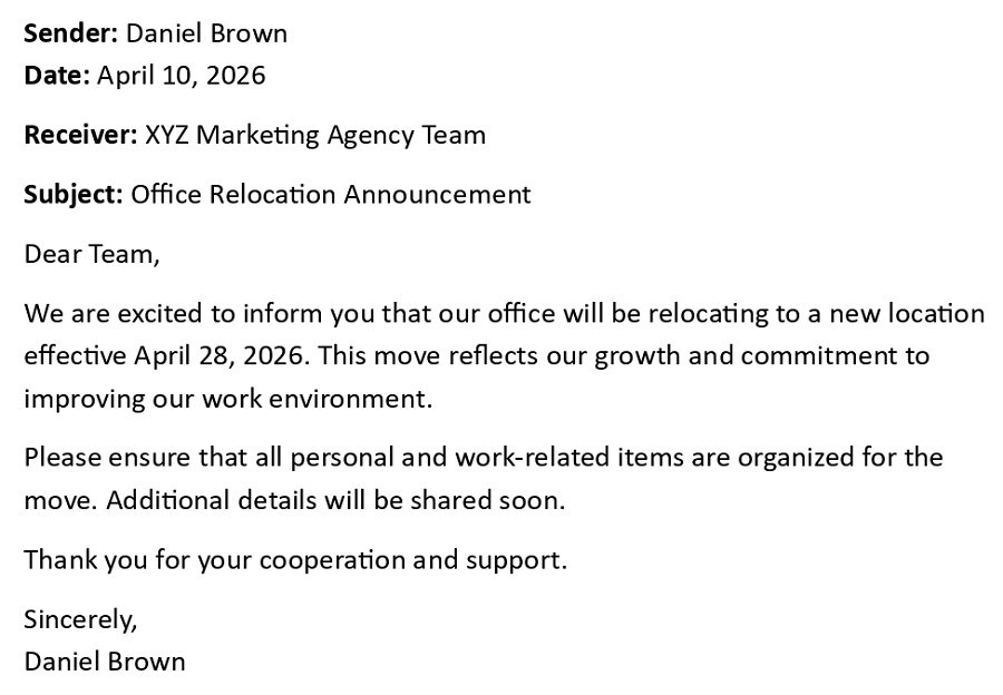 Office Relocation Announcement