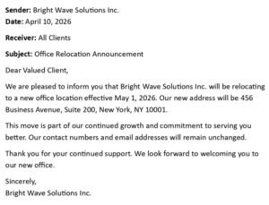 Office Relocation Announcement Letter (USA Format + 5 Templates)
