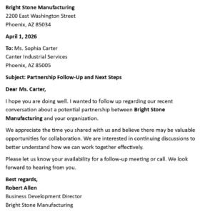 Partnership Follow-Up and Next Steps