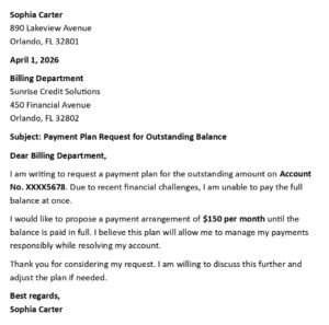 Payment Plan Request Letter (USA Format + 5 Templates)