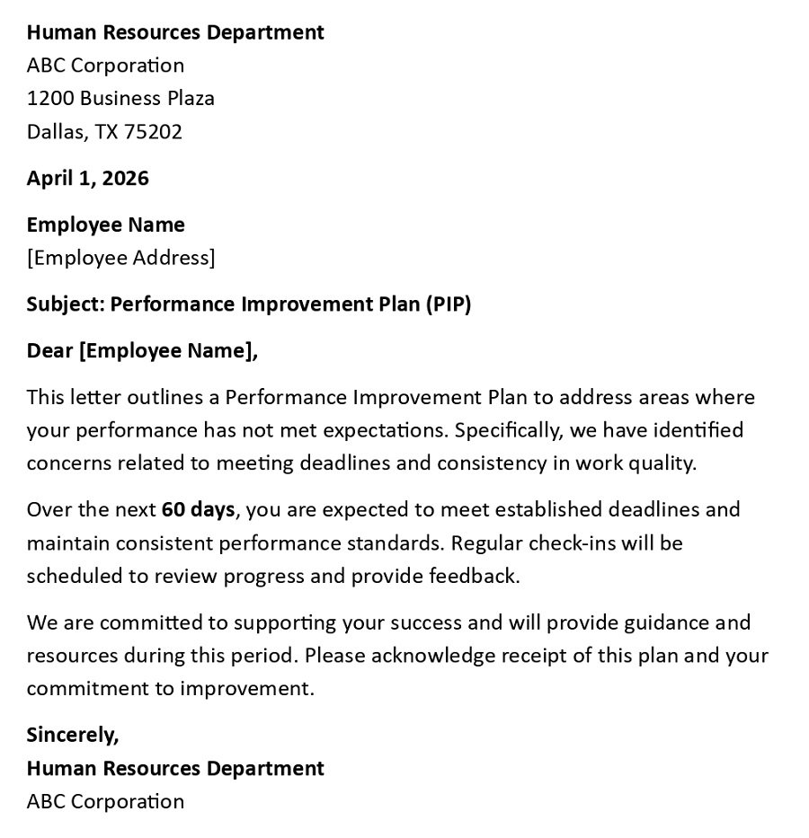 Performance Improvement Plan (PIP)
